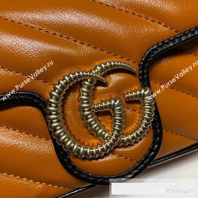 Gucci GG Diagonal Marmont Super Mini Bag 574969 Cognac Brown 2019 (DLH-9062421)