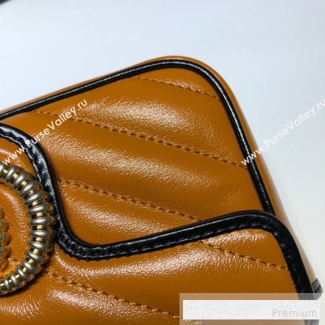 Gucci GG Diagonal Marmont Super Mini Bag 574969 Cognac Brown 2019 (DLH-9062421)