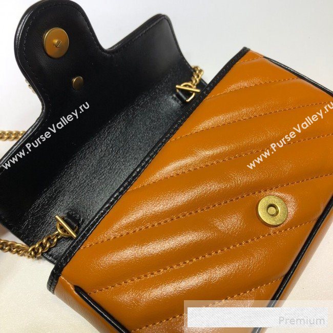 Gucci GG Diagonal Marmont Super Mini Bag 574969 Cognac Brown 2019 (DLH-9062421)