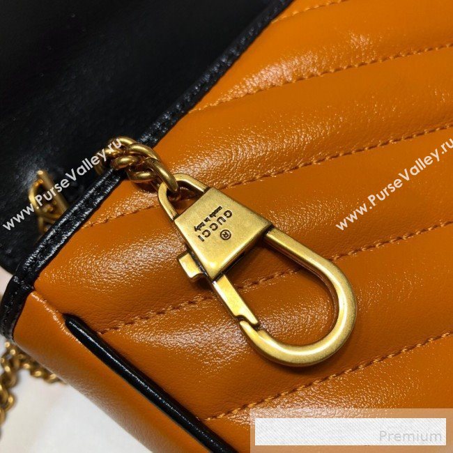 Gucci GG Diagonal Marmont Super Mini Bag 574969 Cognac Brown 2019 (DLH-9062421)