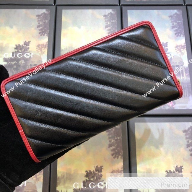 Gucci GG Diagonal Marmont Zip Around Wallet ‎573810 Black (BLWX-9062424)