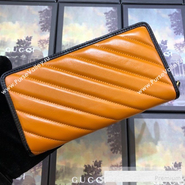 Gucci GG Diagonal Marmont Zip Around Wallet ‎573810 Cognac Brown   (BLWX-9062423)