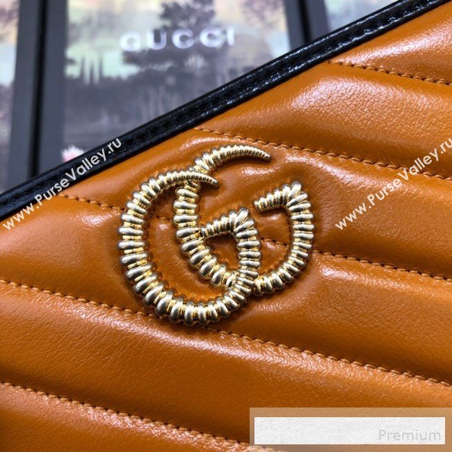 Gucci GG Diagonal Marmont Zip Around Wallet ‎573810 Cognac Brown   (BLWX-9062423)
