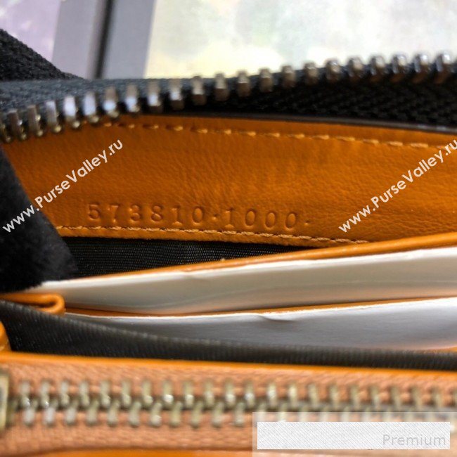 Gucci GG Diagonal Marmont Zip Around Wallet ‎573810 Cognac Brown   (BLWX-9062423)