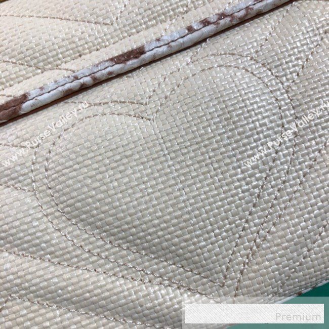 Gucci GG Marmont Raffia Small Shoulder Bag ‎with Snakeskin Trim 443497 White/Brown 2019 (BLWX-9062426)
