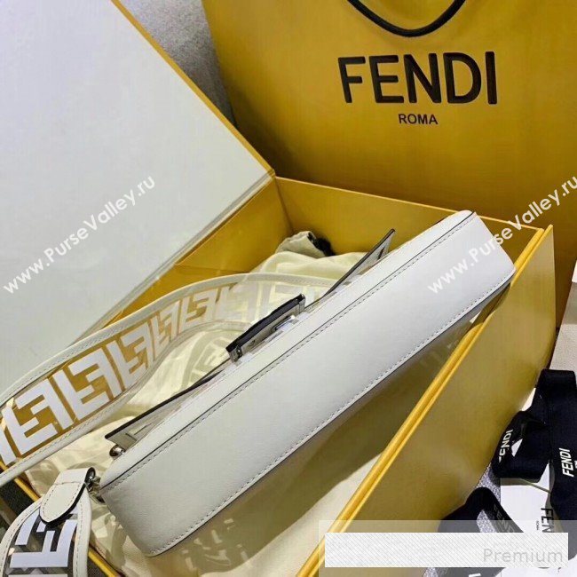 Fendi Transparent FF 26cm Medium Kan I Flap Bag White 2019 (AFEI-9062439)