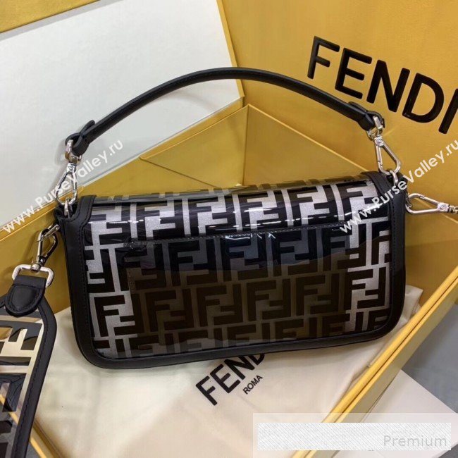 Fendi Transparent FF Medium 26cm Kan I Flap Bag Black 2019 (AFEI-9062440)