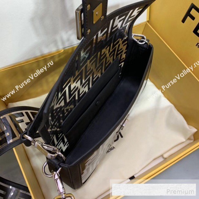 Fendi Transparent FF Medium 26cm Kan I Flap Bag Black 2019 (AFEI-9062440)