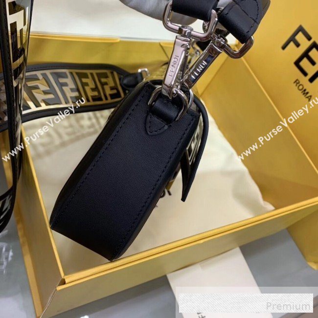 Fendi Transparent FF Medium 26cm Kan I Flap Bag Black 2019 (AFEI-9062440)