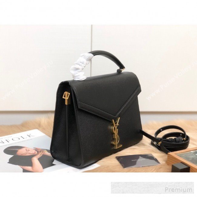 Saint Laurent Cassandra Top Handle Medium Bag in Grained Calfskin Leather 578000 Black 2019 (KTSD-9062444)