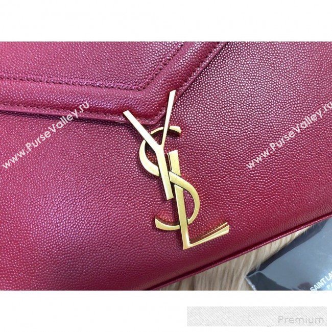 Saint Laurent Cassandra Top Handle Medium Bag in Grained Calfskin Leather 578000 Red 2019 (KTSD-9062445)