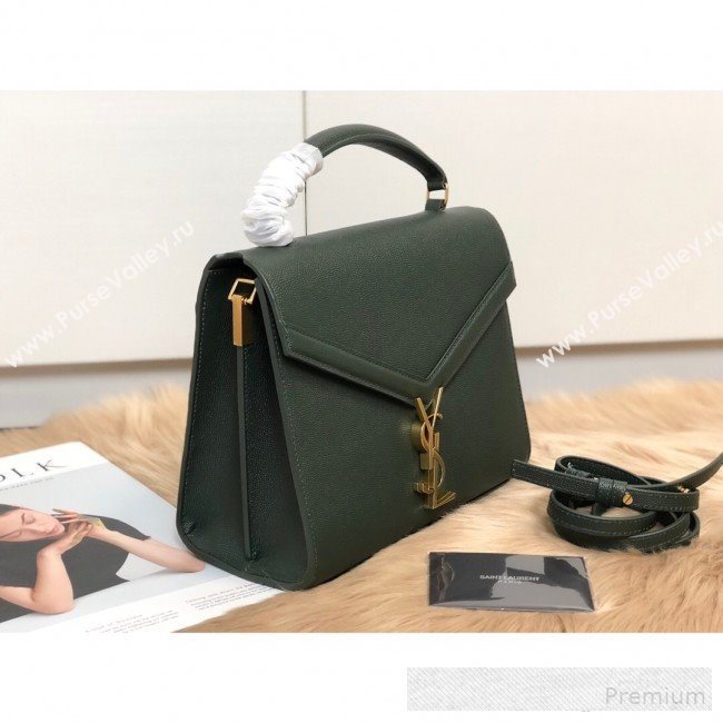 Saint Laurent Cassandra Top Handle Medium Bag in Grained Calfskin Leather 578000 Green 2019 (KTSD-9062446)