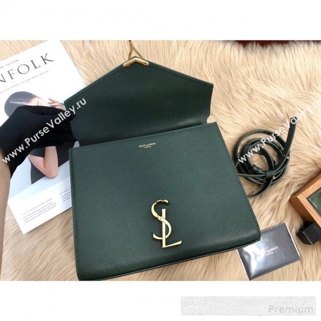 Saint Laurent Cassandra Top Handle Medium Bag in Grained Calfskin Leather 578000 Green 2019 (KTSD-9062446)