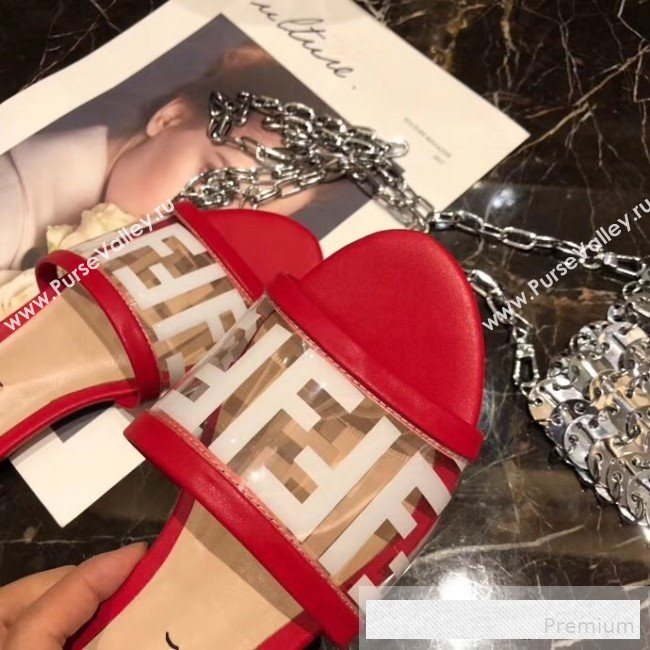 Fendi FF PVC Flat Slide Sandals Red 2019 (XZG-9062533)