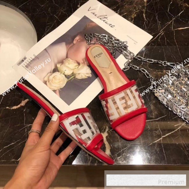 Fendi FF PVC Flat Slide Sandals Red 2019 (XZG-9062533)