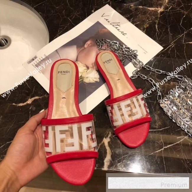 Fendi FF PVC Flat Slide Sandals Red 2019 (XZG-9062533)