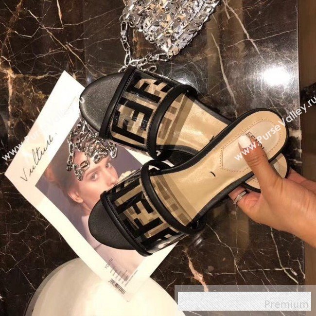 Fendi FF PVC Flat Slide Sandals Black 2019 (XZG-9062535)