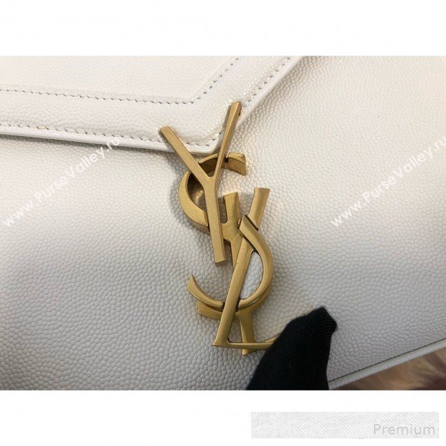 Saint Laurent Cassandra Top Handle Medium Bag in Grained Calfskin Leather 578000 White 2019 (KTSD-9062447)