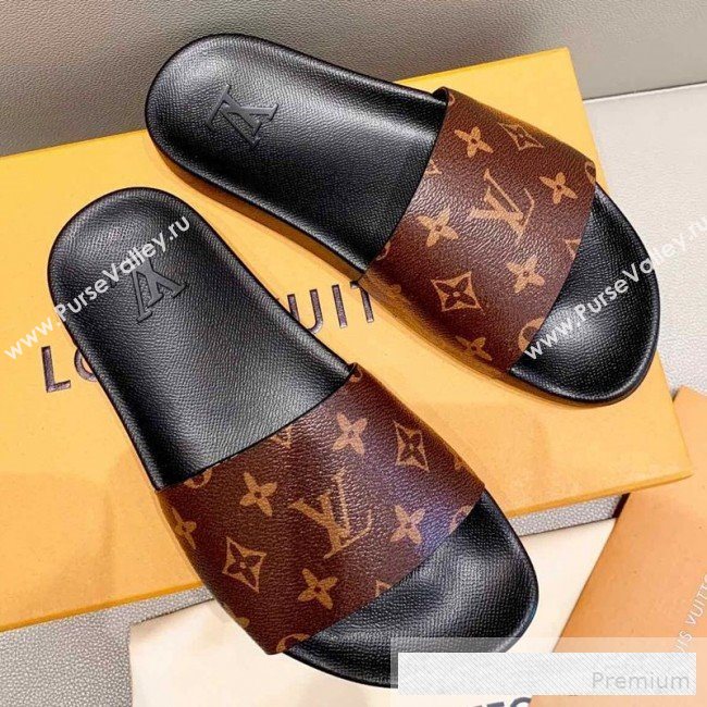 Louis Vuitton Monogram Canvas Flat Slide Sandals Coffee 2019(For Women and Men) (DLY-9062517)