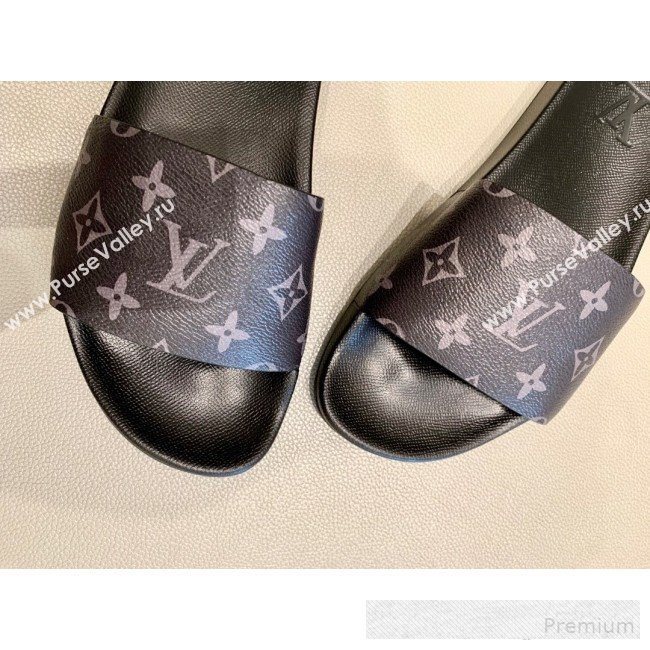 Louis Vuitton Monogram Canvas Flat Slide Sandals Dark Blue 2019(For Women and Men) (DLY-9062518)