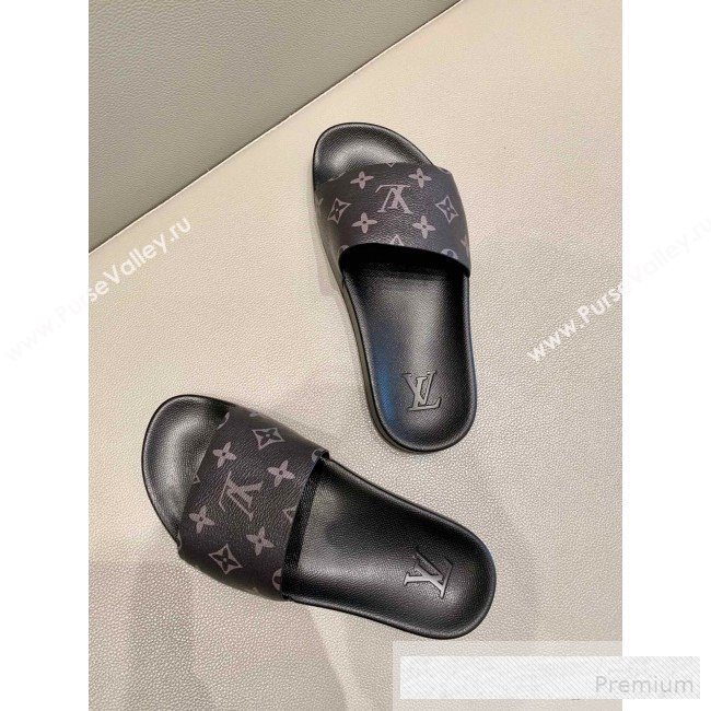 Louis Vuitton Monogram Canvas Flat Slide Sandals Dark Blue 2019(For Women and Men) (DLY-9062518)