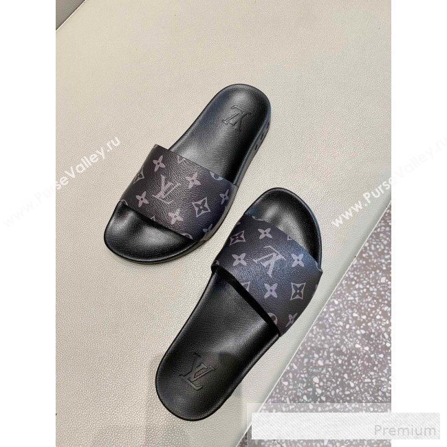 Louis Vuitton Monogram Canvas Flat Slide Sandals Dark Blue 2019(For Women and Men) (DLY-9062518)