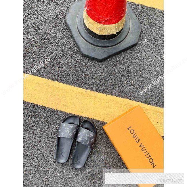 Louis Vuitton Monogram Canvas Flat Slide Sandals Dark Blue 2019(For Women and Men) (DLY-9062518)