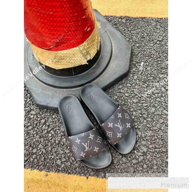 Louis Vuitton Monogram Canvas Flat Slide Sandals Dark Blue 2019(For Women and Men) (DLY-9062518)