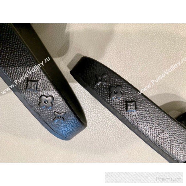 Louis Vuitton Monogram Canvas Flat Slide Sandals Dark Blue 2019(For Women and Men) (DLY-9062518)