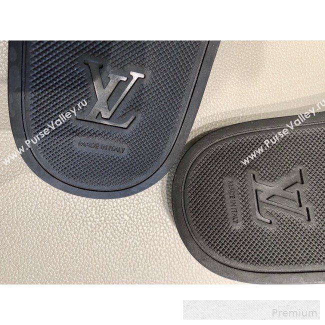 Louis Vuitton Monogram Canvas Flat Slide Sandals Dark Blue 2019(For Women and Men) (DLY-9062518)