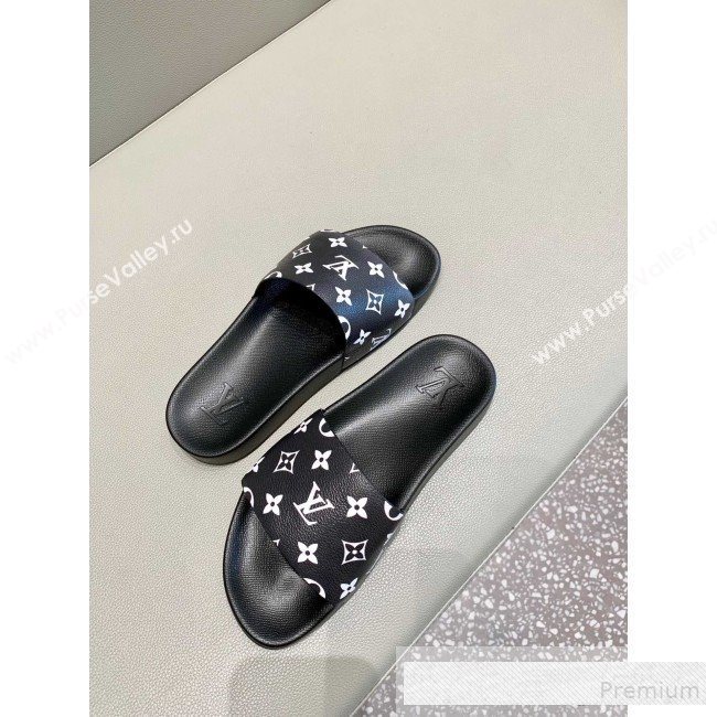 Louis Vuitton Monogram Canvas Flat Slide Sandals Black 2019(For Women and Men) (DLY-9062519)