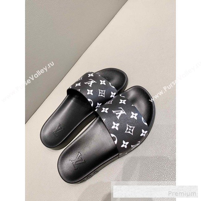 Louis Vuitton Monogram Canvas Flat Slide Sandals Black 2019(For Women and Men) (DLY-9062519)