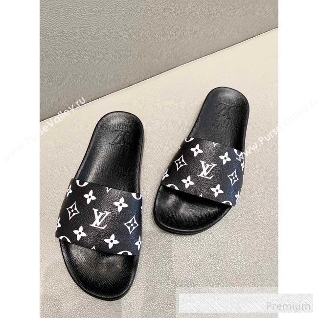Louis Vuitton Monogram Canvas Flat Slide Sandals Black 2019(For Women and Men) (DLY-9062519)