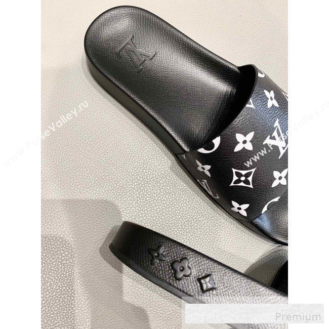 Louis Vuitton Monogram Canvas Flat Slide Sandals Black 2019(For Women and Men) (DLY-9062519)