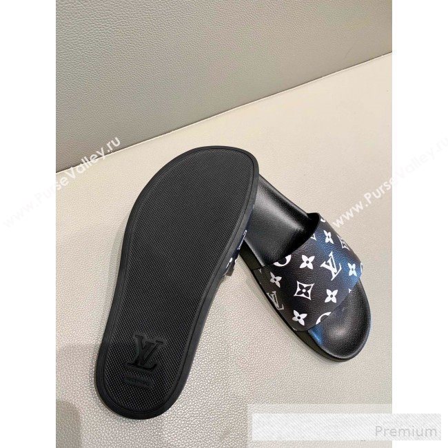 Louis Vuitton Monogram Canvas Flat Slide Sandals Black 2019(For Women and Men) (DLY-9062519)