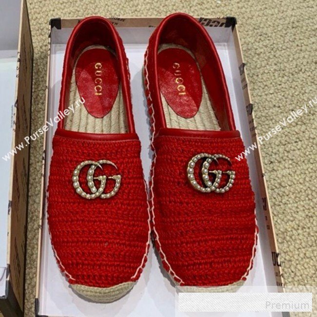 Gucci GG Crochet Knit Espadrille Red 2019 (DLY-9062523)