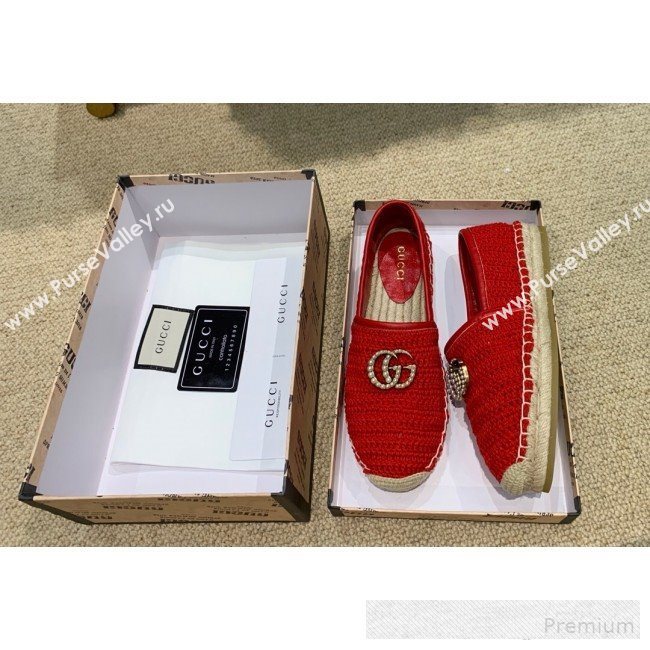 Gucci GG Crochet Knit Espadrille Red 2019 (DLY-9062523)