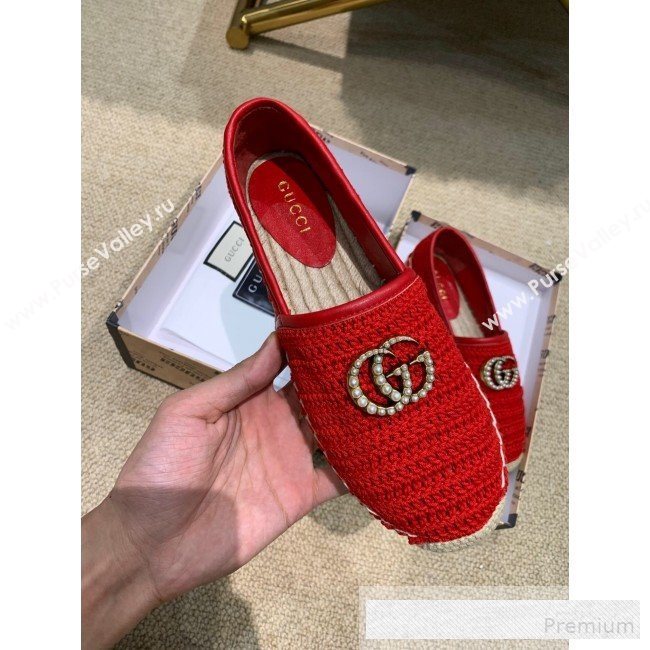 Gucci GG Crochet Knit Espadrille Red 2019 (DLY-9062523)