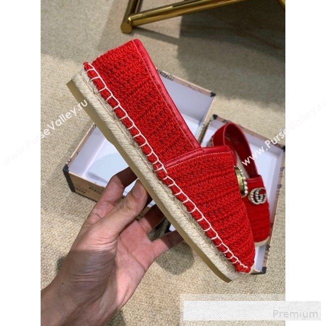 Gucci GG Crochet Knit Espadrille Red 2019 (DLY-9062523)
