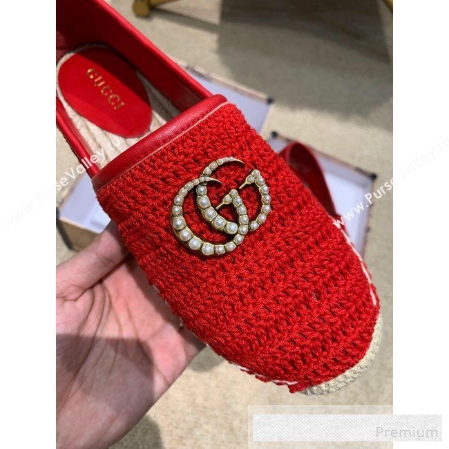 Gucci GG Crochet Knit Espadrille Red 2019 (DLY-9062523)