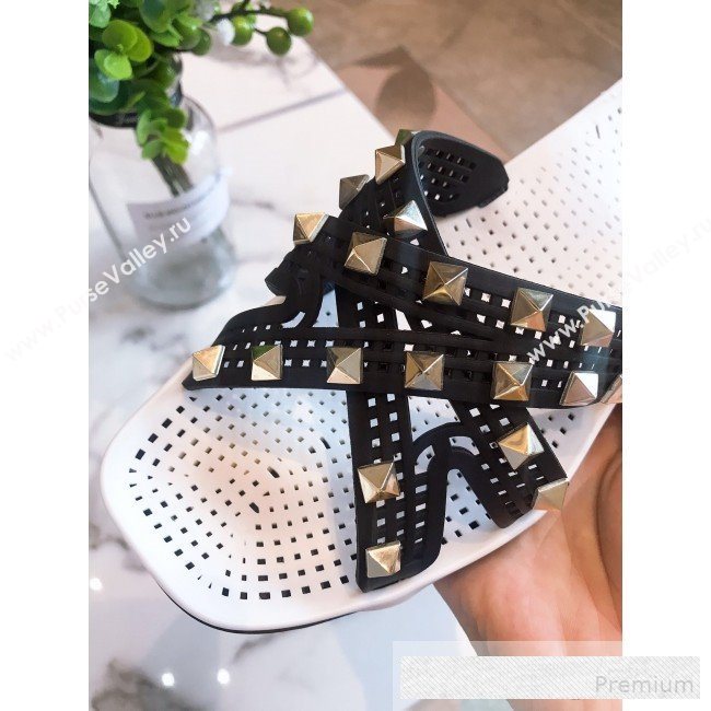 Valentino Flat Slide Sandals with Crossover Straps Black 2019 (HQG-9062528)