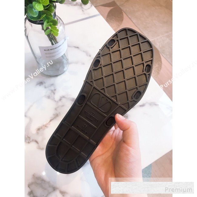 Valentino Flat Slide Sandals with Crossover Straps Black 2019 (HQG-9062528)