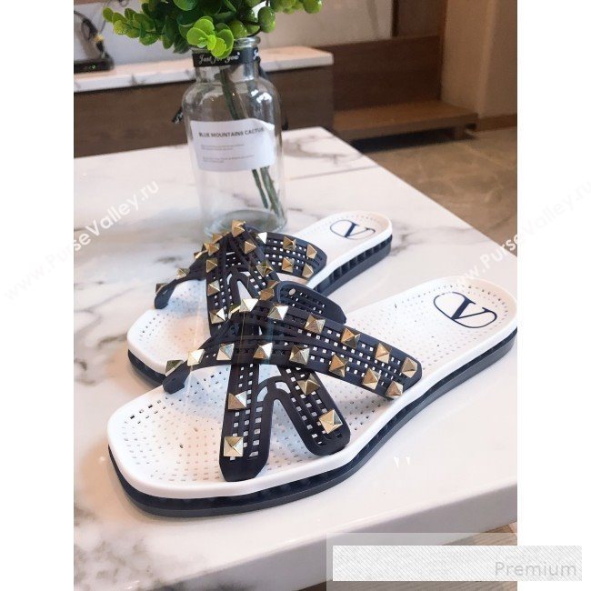 Valentino Flat Slide Sandals with Crossover Straps Blue 2019 (HQG-9062529)