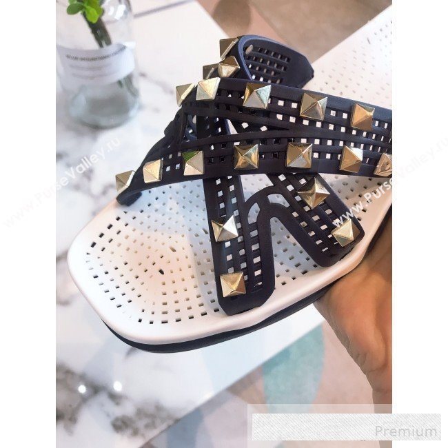 Valentino Flat Slide Sandals with Crossover Straps Blue 2019 (HQG-9062529)