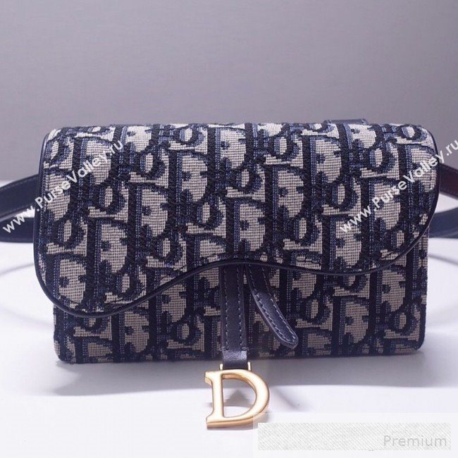 Dior Saddle Belt Bag in Blue Oblique Jacquard Canvas 2019 (BINF-9062736)