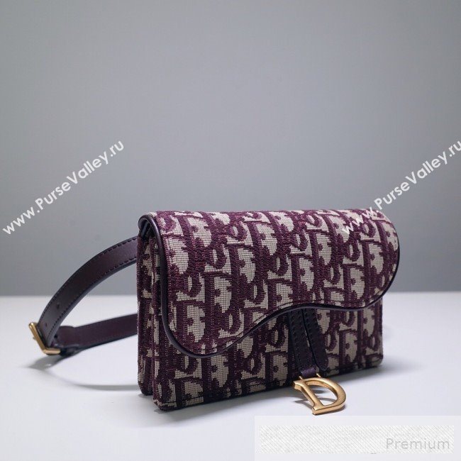 Dior Saddle Belt Bag in Burgundy Oblique Jacquard Canvas 2019 (BINF-9062737)