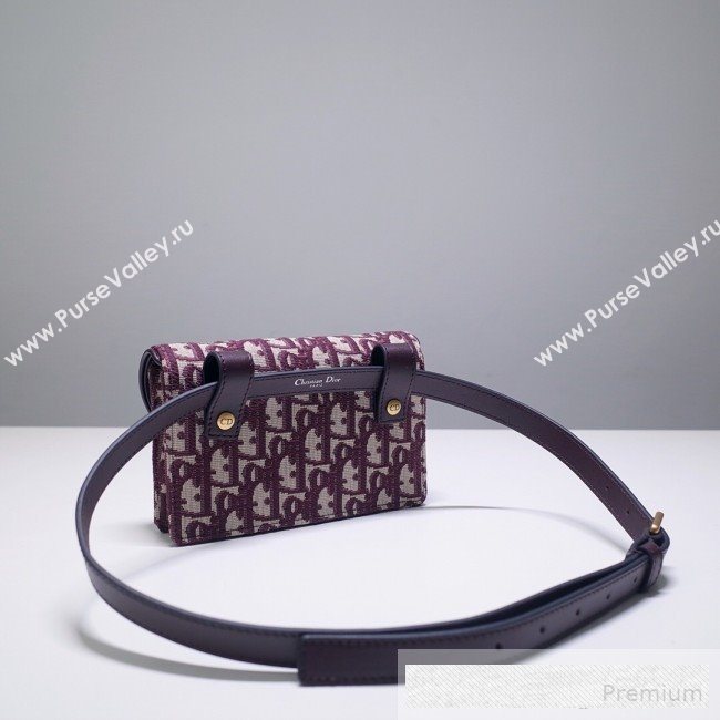 Dior Saddle Belt Bag in Burgundy Oblique Jacquard Canvas 2019 (BINF-9062737)