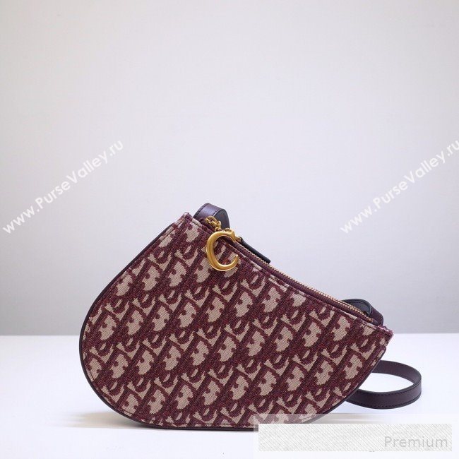Dior Saddle Zipped Clutch in Burgundy Oblique Jacquard Canvas 2019 (BINF-9062745)