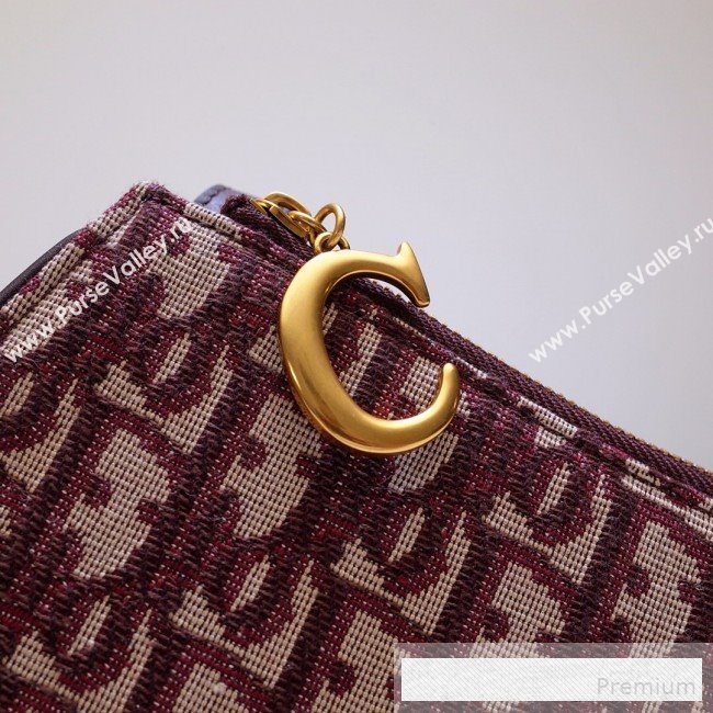 Dior Saddle Zipped Clutch in Burgundy Oblique Jacquard Canvas 2019 (BINF-9062745)
