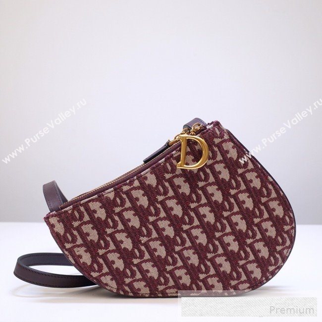 Dior Saddle Zipped Clutch in Burgundy Oblique Jacquard Canvas 2019 (BINF-9062745)